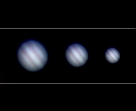 Reaching to the limits of a 60-mm refractor with that variation of a same view of Jupiter, on 3/23/2016, as taken through a Barlow 1.5x. Details in the bands are not artefacts! Such a capture necessitates a very well tuned visor along with mastering the mount's azimuthal and altitudinal moves! (Perl 60mm refractor, Barlow 1.5, and a Perl Echorius 1.3 Webcam; home observatory)
