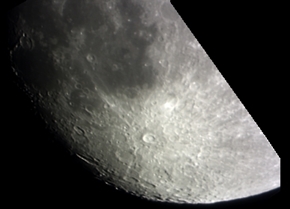 Southwestern waxing gibbous Moon (Perl 60mm refractor and a Perl Echorius 1.3 Webcam; home observatory)