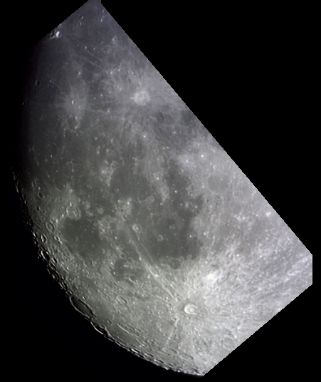 More southwestern areas, with the fine Schickard Crater and other craters on the limb (Perl 60mm refractor and a Perl Echorius 1.3 Webcam; home observatory)