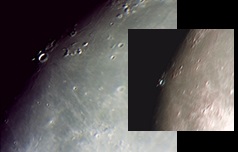 The Aristarchus Crater area again (Perl 60mm refractor and a Perl Echorius 1.3 Webcam; left with a 1.5 Barlow; home observatory)