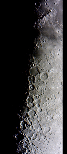 A fine view, at First Quarter, of regions North and South of the Ptolemy Crater area (Perl 60mm refractor and a Perl Echorius 1.3 Webcam; picture stacked with RegiStax and processed into a image editor; home observatory)