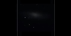 M31, the Andromeda Galaxy, is a fine object as galaxy's arms are out of reach of small telescope. Of note however that its nucleus is at a angle relative to a very weak light from the general shape of the galaxy! (Perl 60mm refractor; personal digital drawing technique; home observatory)