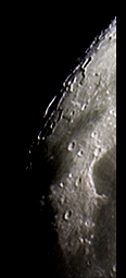 Craters on the limb northwest of Sinus Iridum at Moon two days before full. Babbage, Pythagoras and Anaximender B craters are seen (Perl 60mm refractor and a Perl Echorius 1.3 Webcam; home observatory)