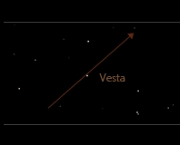 Minor Planet Vesta seen on November 20th 2019 about one week after opposition, and the 6.6th magnitude; the direction of where Vesta is moving is pointed out, as the minor planet was lying West of constellation Cetus, the Whale (Perl 60mm refractor; personal digital drawing technique; home observatory)