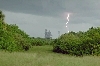 thumbnail to a view of some weather, as mission STS-118 is on the pad, at the Kennedy Space Center, with an afternoon thunderstorm / vignette-lien vers une vue d'un orage, l'aprs-midi, alors que la mission STS-118 est sur le pas de tir