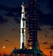 vignette-lien vers une vue du premier vol-test non habit de la fuse Saturn V, dans le cadre de la mission inhabite Apollo 4, prt au dcollage