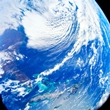 vignette-lien vers une vue de la Terre prise par la mission Apollo 8 alors qu'elle quittait l'orbite terrestre (on voit la majeure partie du sud-est des Etats-Unis et la zone de la mer des Carabes, les ctes amricaines; les Bahamas et Cuba se voient en bas  gauche)