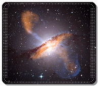 The Centaurus A galaxy seen with its jets and radio lobes; each jet has a span 4.16 light-years wide