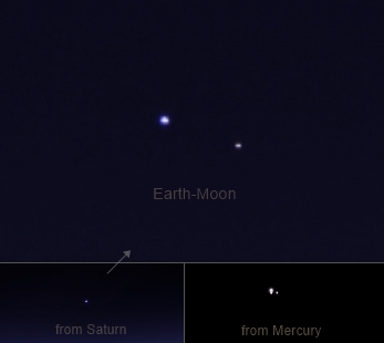 Earth and Moon as Seen From Both Saturn and Mercury! / La Terre et la Lune vues depuis Saturne et Mercure!