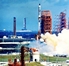 vignette-lien vers une vue de la mission Gemini XI s'lanant de la Cape Kennedy Air Force station, pas de tir 19, le 12/09/1966; en toile de fond, on voit une fuse Saturn V du programme Apollo au Launch Complex 39A du Kennedy Space Center