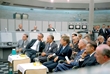 thumbnail to a view of President Kennedy in 1962 attends a briefing given by Major Rocco Petrone during a tour of Blockhouse 34 at the Cape Canaveral Missile Test Annex. Also in attendance are Vice-President Lyndon Johnson and Secretary of Defense Robert McNamara
