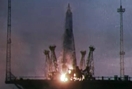 vignette-lien d'une vue d'une fuse de lancement sovitique, portant le Spoutnik 3, dcollant le 15 mai 1958 du cosmodrome de Bakonour (image faisant partie de notre srie Images de la conqute spatiale)