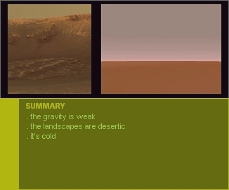 illustrations for Mars, with a summary of the main aspects of the planet