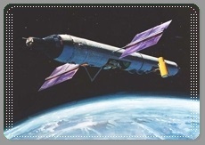 A declassified illustration of the MOL as it would have appeared in orbit