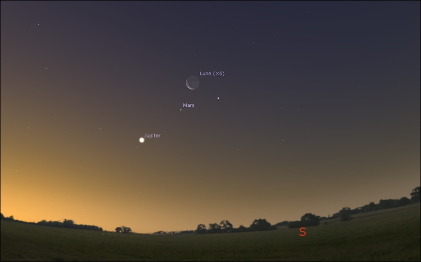 Moon close to Mars by dawn, as Jupiter not that far!