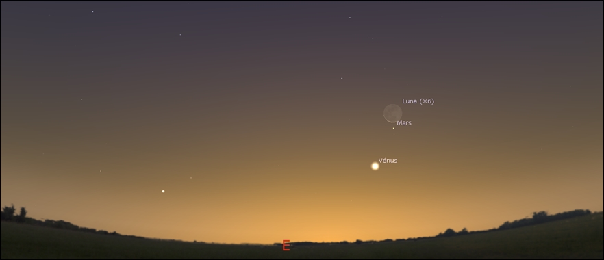 Last crescent close to Mars and Venus by dawn!