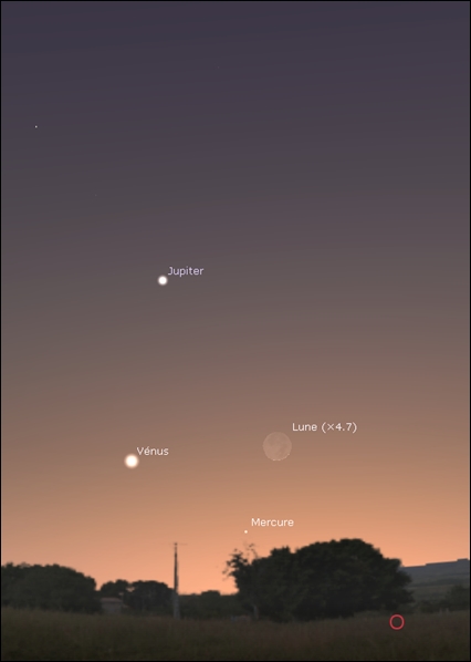 Where Mercury available like a evening star, Moon is not that far!