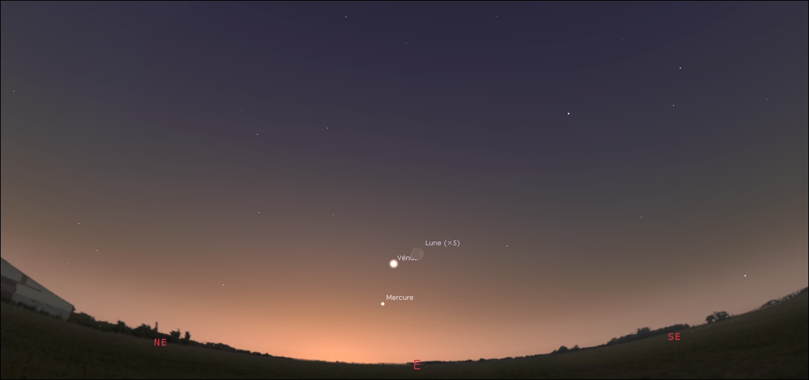 Moon close to Venus and Mercury by dawn! Fine visual and photographic opportunities!