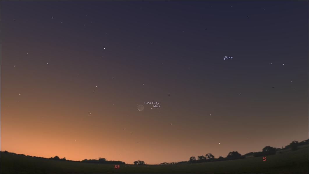 Moon close to Mars in the morning sky!