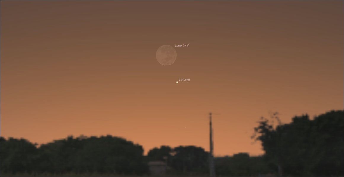 One-day old Moon is close to Saturn by twilight! Fine!