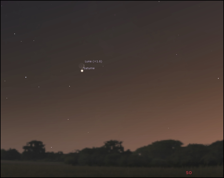 Moon close to Saturn in twilight!