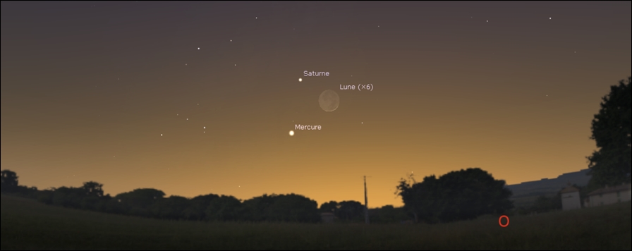 Moon, Saturn and Mercury by twilight!