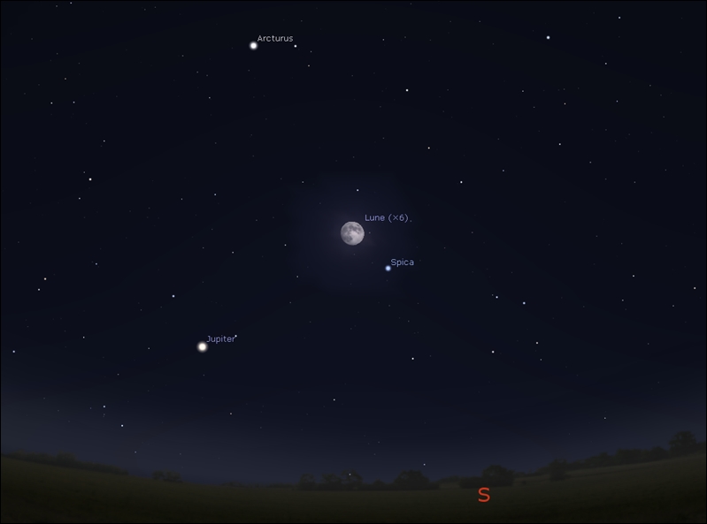 Moon close to Spica tonight, the bright star to constellation Virgo, the Virgin!