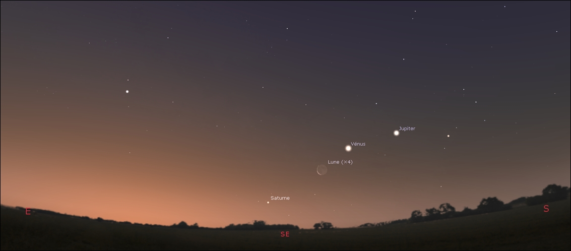 Moon close to Venus by dawn! Fine visual or photographic opportunities!