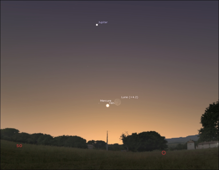 Moon few past full close to Venus and Mercury, where the latter available!