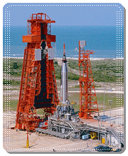 a Mercury flight preparing for launch, likely atop a Atlas rocket