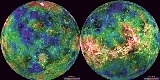 vue globale de Vnus: image radar code-couleurs de Magellan