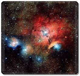 SSh 2-29 ou Sharpless 29,  5500 annes-lumire, dans la constellation du Sagittaire, reprsente la vue typique d'une région HII dans laquelle se forment les toiles: toiles jeunes, cavits ou nbuleuses