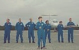 the STS-114 mission crew arriving at KSC on Saturday, July 9th