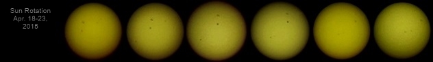 Sun's rotation observed Apr. 18-23, 2015!
