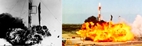 vignette-lien vers une vue d'une fuse Vanguard de l'US Navy explosant au dcollage le 6 dcembre 1957. Le lanceur n'avait pas atteint une pousse suffisante pour cause de mauvais fonctionnement du 1er tage, dtruisant le Vanguard Test Vehicle 3' (TV3). Le lancement visait, en rponse au lancement russi, par les Sovitiques, le 4 octobre prcdent,  placer en orbite un satellite  l'occasion de l'Anne Gophysique Internationale (image faisant partie de notre srie Images de la conqute spatiale)