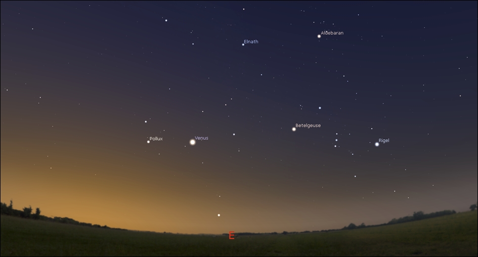 Venus keeps a fine morning star, with the sky filled by the great winter sky of the northern hemisphere!