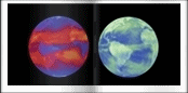 vues de la chaleur rejete dans l'espace par la surface et l'atmosphre terrestres ( gauche) et du rayonnement solaire rejet dans l'espace par les ocans, les masses terrestres, les nuages et les arosols ( droite) en avril 2001